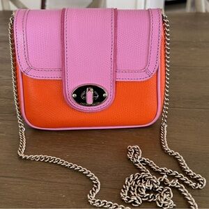 Jackie Smith Pink & Orange Textured Leather Crossbody Bag - Rare Boutique Find!